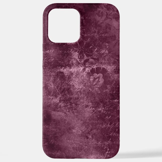 Coque iPhone velours bordeaux fleuri (Verso)
