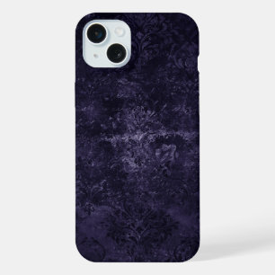 Velvety Midnight Damask Indigo Purple Grunge