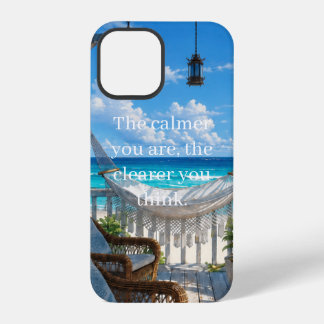 Coque iPhone 12 Pro Véranda côtière avec hamac et mer turquoise