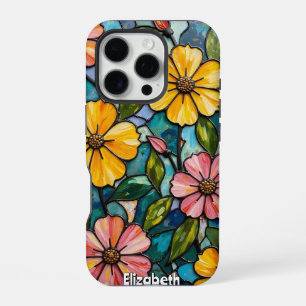 Coque iPhone 16 Pro Verre floral éclairé