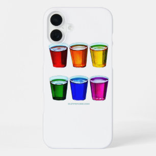 Coque iPhone 16 Plus Verres à shot de SlipperyJoe's six tasses disposée