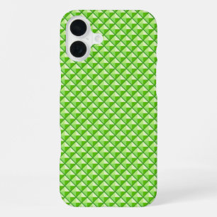 Coque iPhone 16 Plus Vert citron, aspect émail, grille cloutée