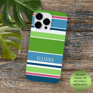 Coque iPhone 16 Pro Max Vert Citron Sarcelle Bleue Rose Chaud Blanc Rayé