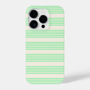 Coque Pour iPhone 14 Plus Vert et beige cinq rayures motif