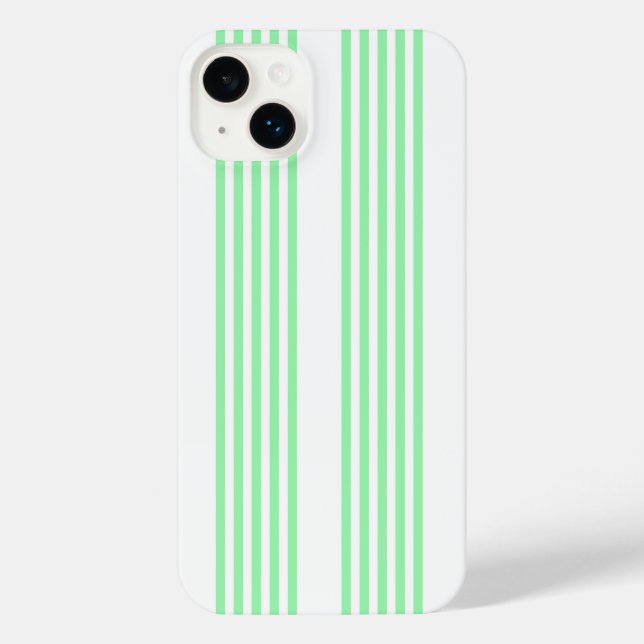 Coque iPhone Vert et blanc cinq bandes motif (Verso)