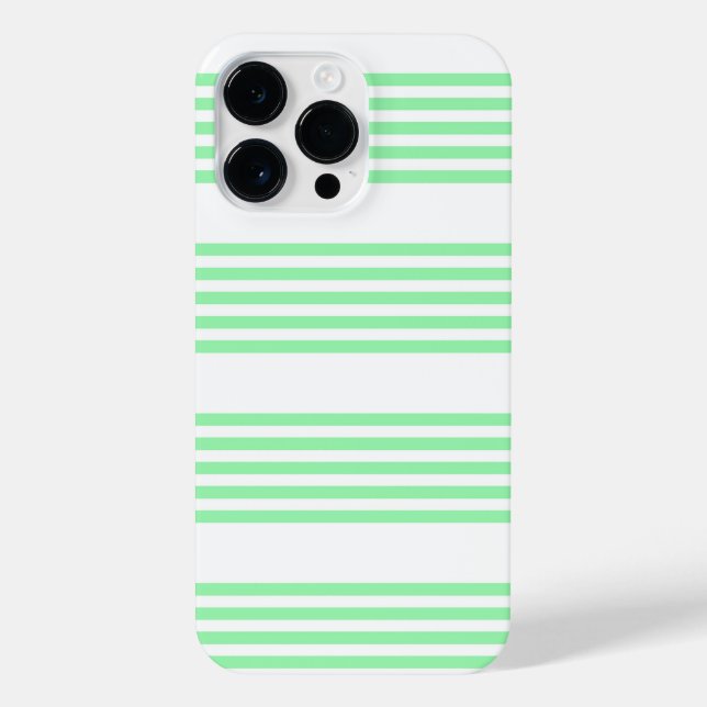 Coque iPhone Vert et blanc cinq bandes motif (Verso)