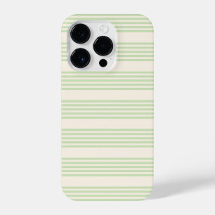 Coque Pour iPhone 14 Plus Vert pâle et beige cinq rayures motif