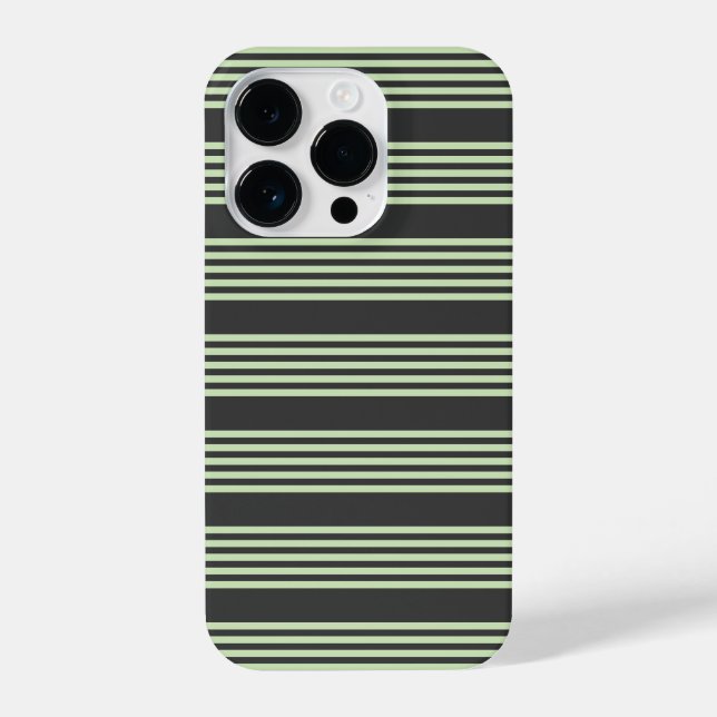 Coque iPhone Vert pâle et charbon cinq bandes motif (Verso)