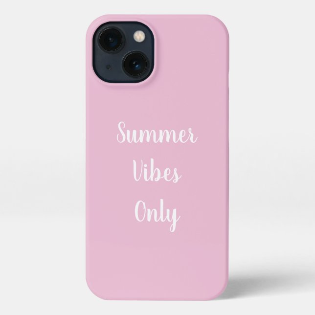Coque iPhone Vibes d'été Pastel Rose & Blanc Seulement Typograp (Verso)