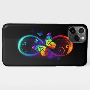 Coque iPhone 11Pro Max Vibrant infinity with rainbow butterfly on black