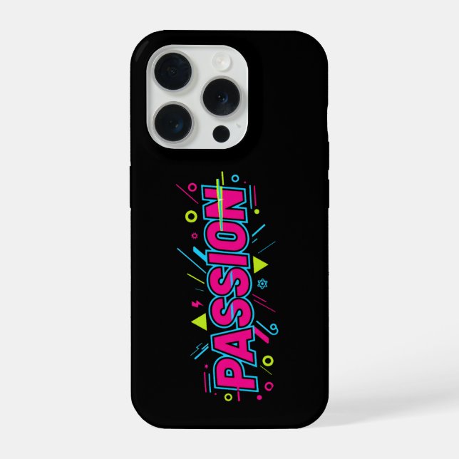 Coque iPhone Vibrant Passion Typography - Retro 90s Pop Art Aes (Verso)