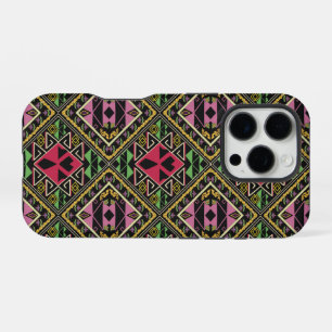 Coque iPhone 16 Pro Vibrant rose et vert tissu Abstrait Art