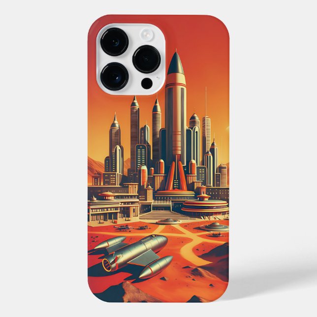 Coque iPhone Ville martienne futuriste Design moderne du milieu (Verso)
