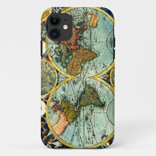 Coque iphone vintage antique d'art de globe de