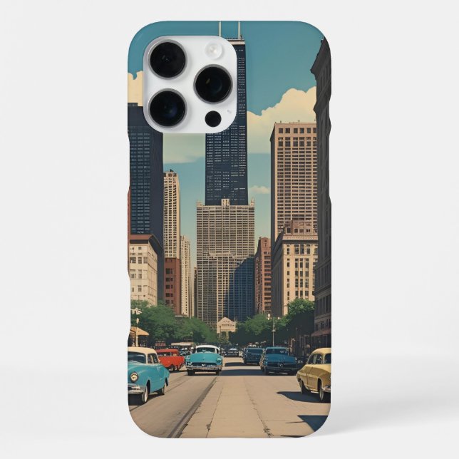 Coque iPhone Vintage Chicago Illinois City Skyline Retro Travel (Verso)