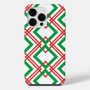 Coque Pour Pour iPhone 14 Pro Max Vintage rayé rouge et vert
