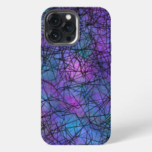 Etui iPhone 13 Pro Max Violet et noir Abstrait Line Art unique