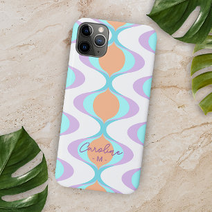 Coque iPhone 11Pro Max Violet Orange Aqua Bleu Motif des vagues du Midsiè