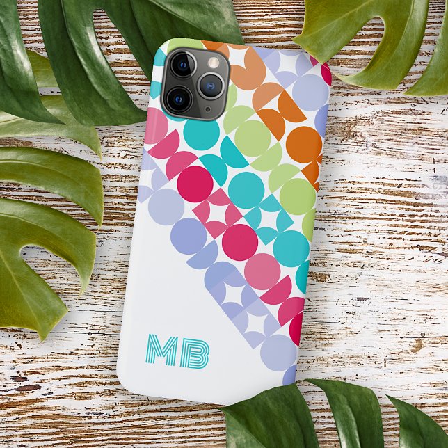 Coque iPhone Violet orange rose Aqua Cercles du milieu du siècl (Créateur téléchargé)