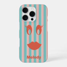 Coque iPhone 16 Pro Visage Féminin Rayé Sourire