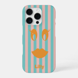 Coque iPhone 16 Pro Visage Sourire Féminin Rétro