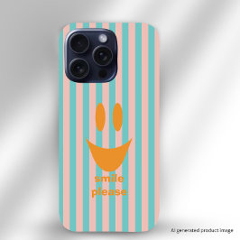Coque iPhone 16 Pro Visage Sourire Rayures Colorées