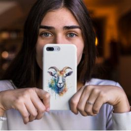Coque iPhone 12 Mini Vivid Portrait de chèvre arc-en-ciel