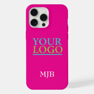 Votre Logo/Art/Photo, Monogramme Blanc, Rose Chaud