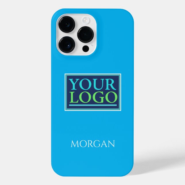 Coque iPhone Votre logo/Art/Photo, Nom Blanc sur Sky Blue (Verso)