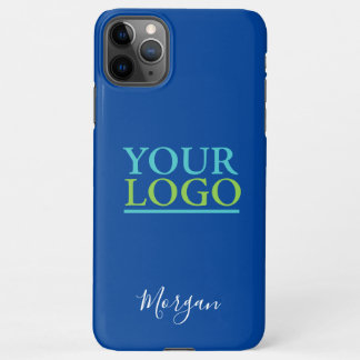 Coque iPhone 11Pro Max Votre logo/Art/Photo, Nom du script blanc, Bleu pr