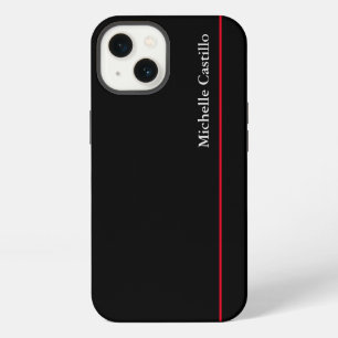Etui iPhone 13 Votre nom simple professionnel moderne noir rouge