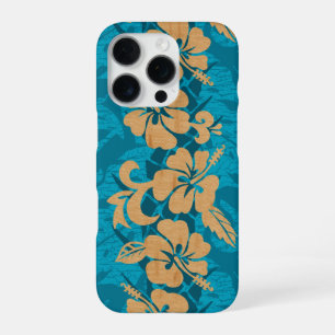 Coque iPhone 16 Pro Waikoloa Faux Bois Fleur d'Hibiscus Hawaïen