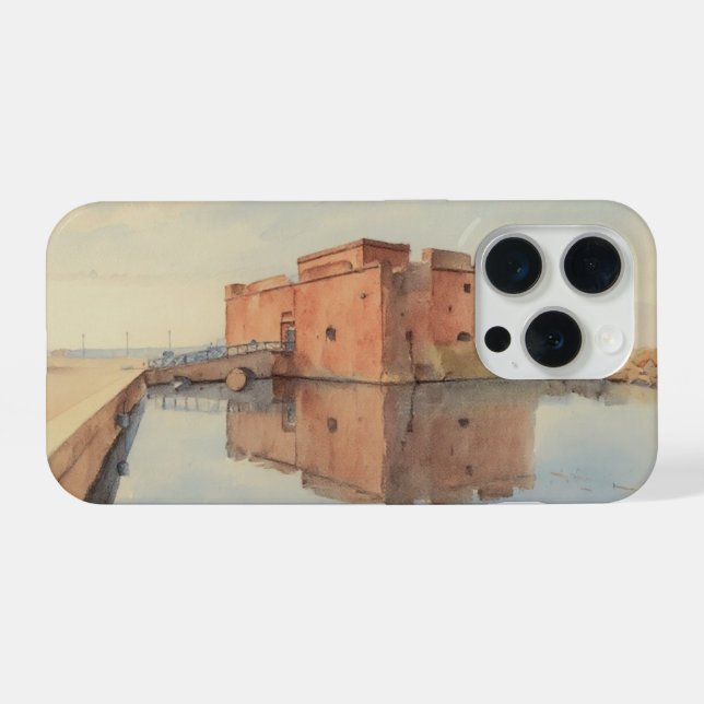 Coque iPhone Water colour painting style image of Paphos Castle (Verso Horizontal)