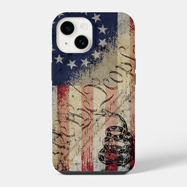 Coque iPhone We The People Betsy Ross American Flag and Snake (Verso)