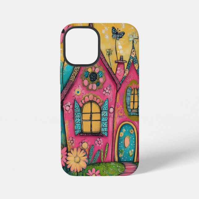 Coque iPhone Whimsical Folk Art Houses (Verso)