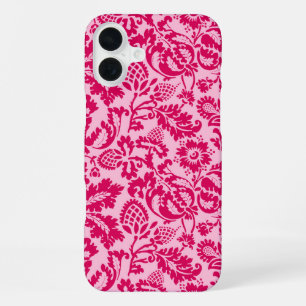Coque iPhone 16 Plus William Morris Floral Damask, Fuchsia et Rose