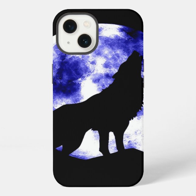 Coque iPhone Wolf Howling à Moon (Verso)
