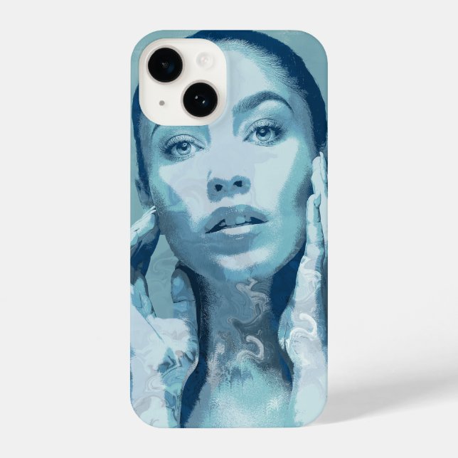 Coque iPhone "Woman in Blue" (Verso)
