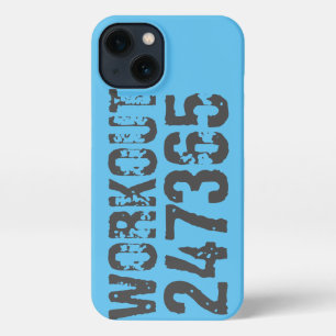 Etui iPhone 13 Worn out and scratched text Workout 247365 blue