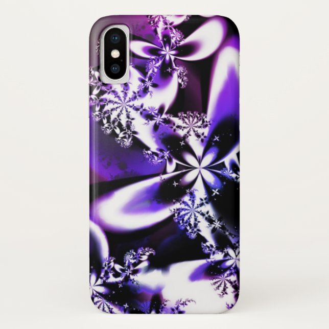 Coque iPhone X Coque iphone pourpre de fleur de fractale (Dos)