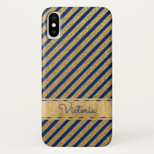 Coque iPhone X Coque-Mate -Mate bleu, or Coque