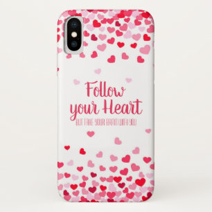 Coque iPhone X Palling Pink & White Hearts