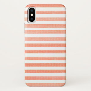 Coque iPhone X Peach et White Stripe
