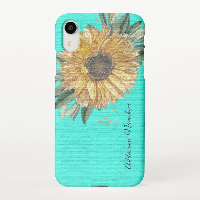 Coque iPhone XR Russe moderne Turquoise Aqua coque iphone de tourn (Dos)