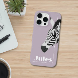 Coque iPhone 16 Pro Max Zèbre noir blanc Rose ajoutez un nom
