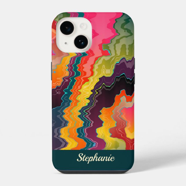 Coque iPhone Zigzag Multicolore Abstrait (Verso)