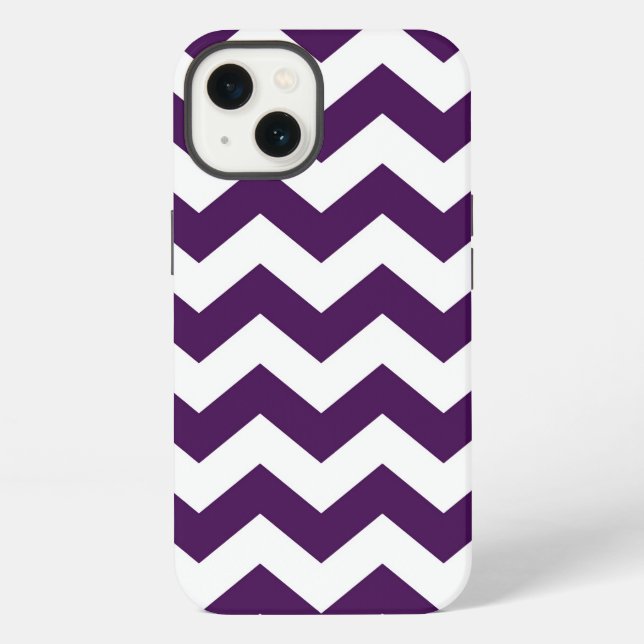 Coque iPhone Zigzag violet et blanc (Verso)