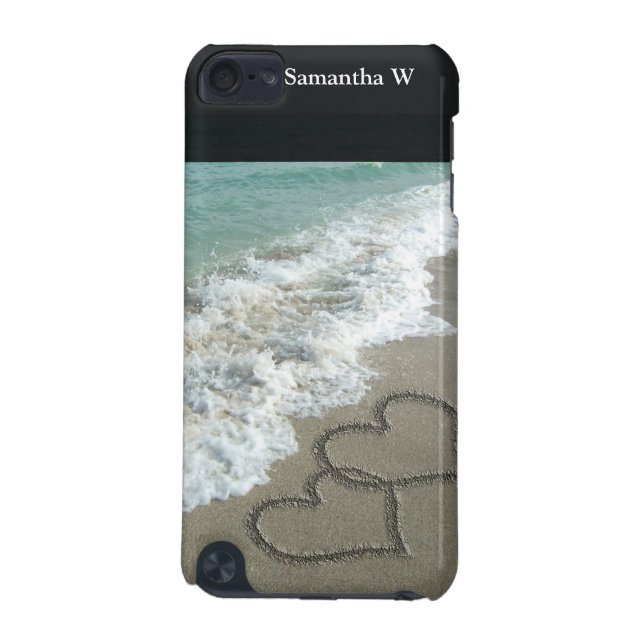 Coque iPod Touch 5G Deux coeurs de sable sur la plage, océan (Dos)