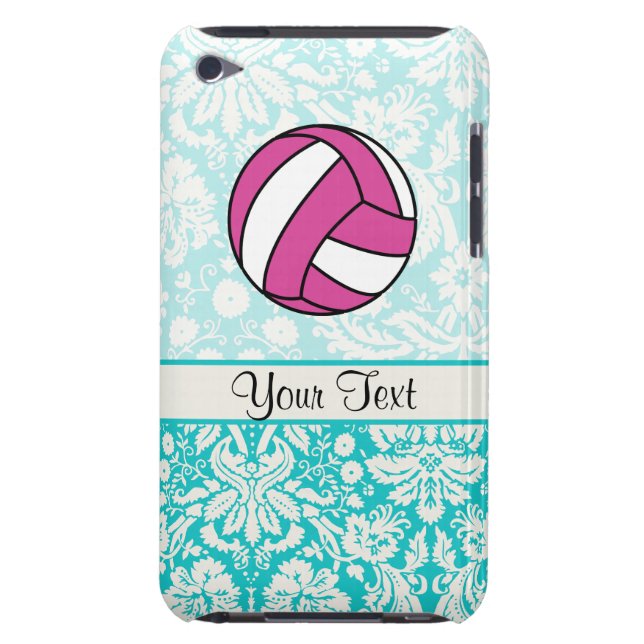 Coque iPod Touch Volleyball rose ; Motif de damassé (Dos)