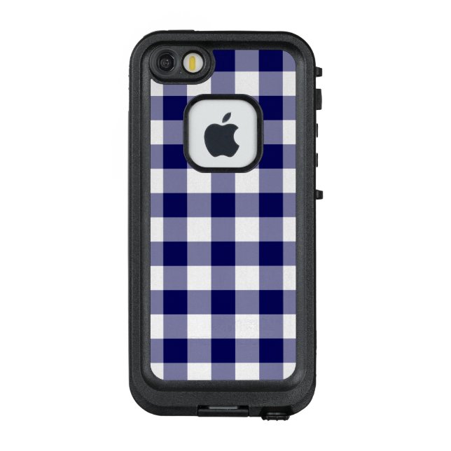 Coque LifeProof Pour iPhone Belle Marine et blanc En vichy Plaid (Dos)